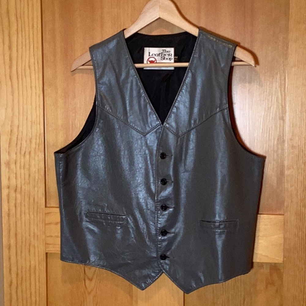 Gray Leather Vest by The Leather Shop
